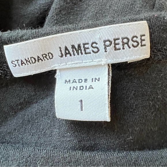 James Perse Cap Sleeve Gathered T-Shirt Midi Dress Size 1 Solid Black 959 - Picture 8 of 9